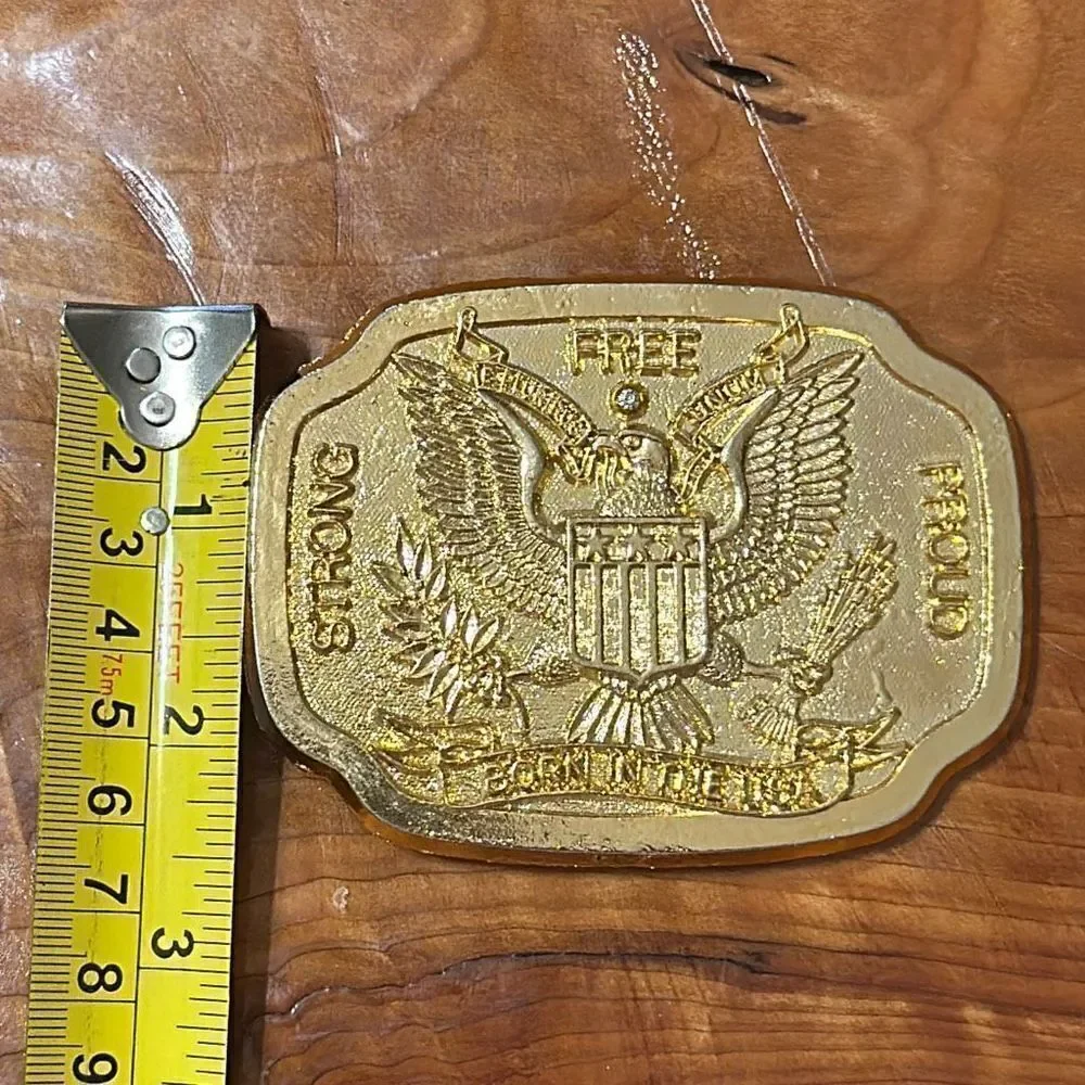 BORN IN THE U.S.A. USA STRONG FREE PROUD PATRIOTIC SEAL EAGLE BELT BUCKLE
